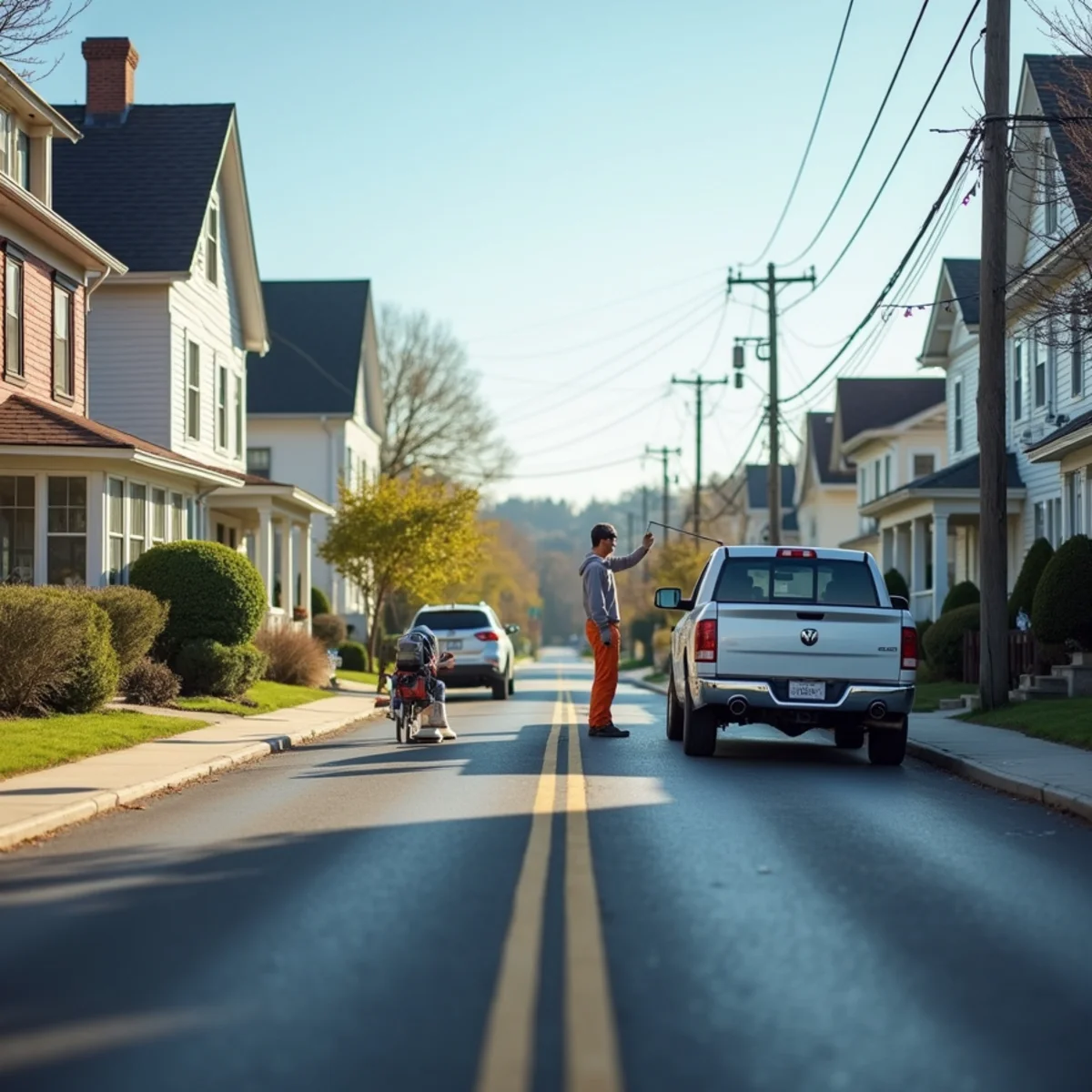 A Westfield, Massachusetts streetscape with a mix of older residential homes and commercial buildings typical of the Whip City.