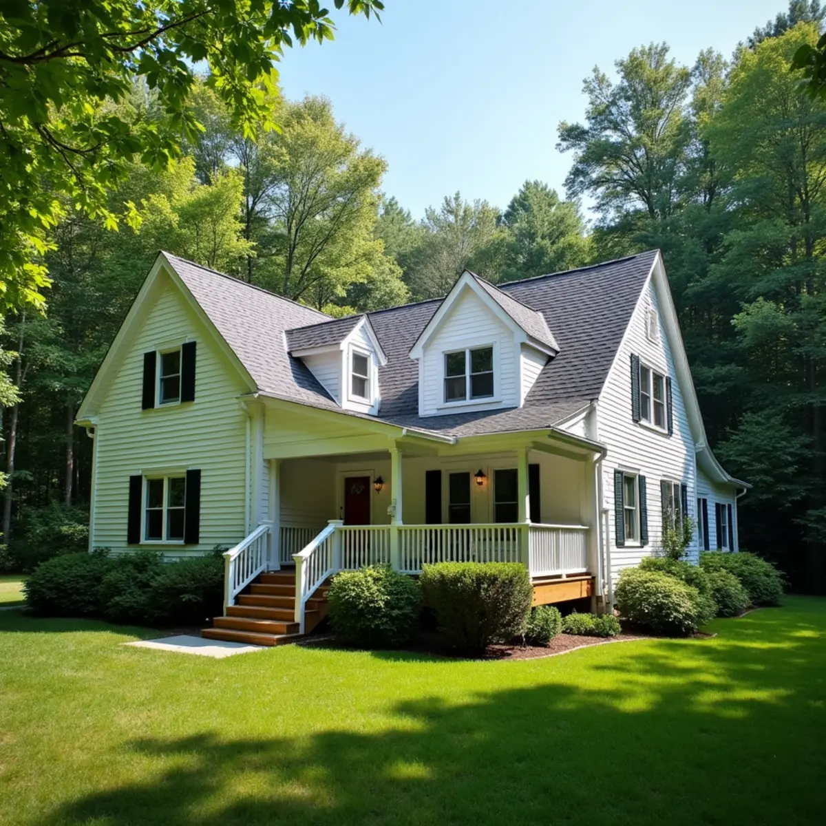 Larger Wilbraham home on a wooded lot with a deck, freshly soft washed.