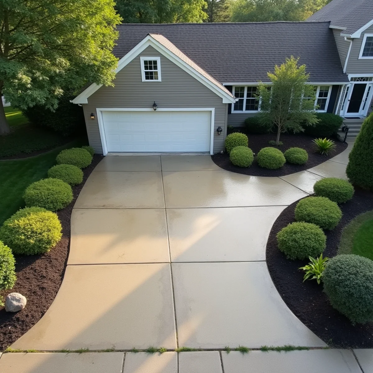 Before: Surface cleaner restoring a concrete driveway with a clear clean-versus-dirty contrast.