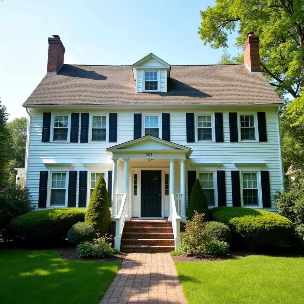 Longmeadow Colonial with clean painted siding after a soft wash.
