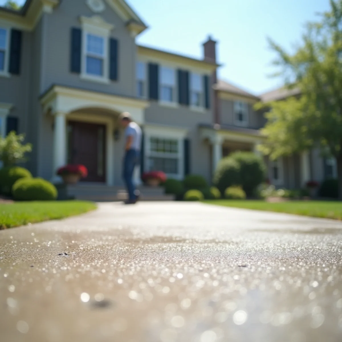 East Longmeadow concrete driveway restored to an even, clean finish.